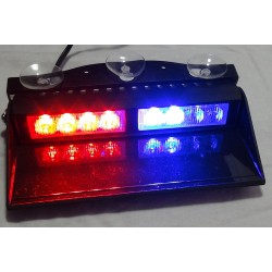 Set Flash blitz auto interior, montare parbriz - 8 LED-uri rosu-albastru